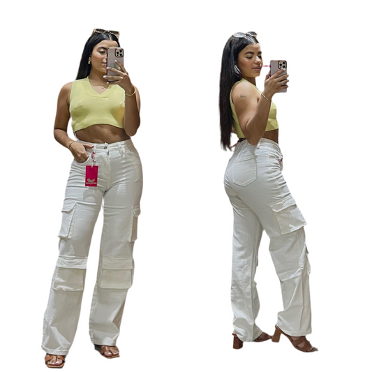 Pantalon Jeans blanco cargo Mujer 3-15 Intrigue IN2-2461 645585