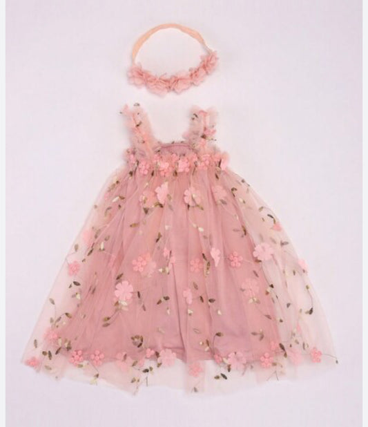 Vestido salmon flores tutu