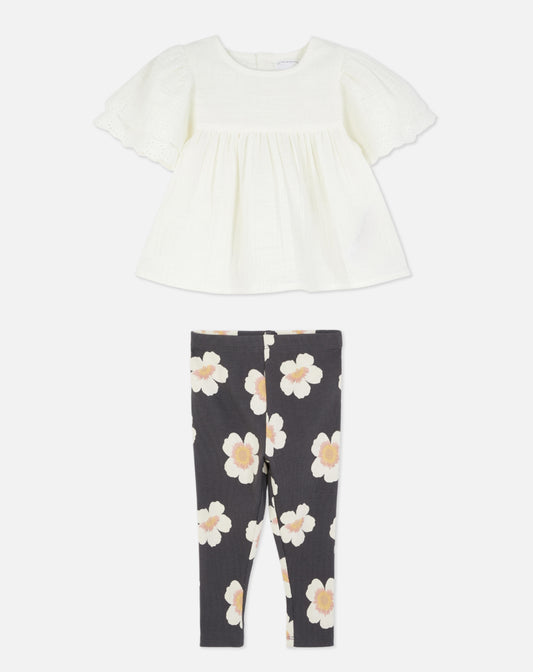 Set conjunto 2 piezas camisa blanca leggins gris niña Primark