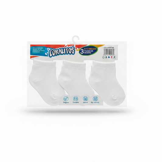 Set 3 calcetines blancos bebe niño niña CO-AR9706