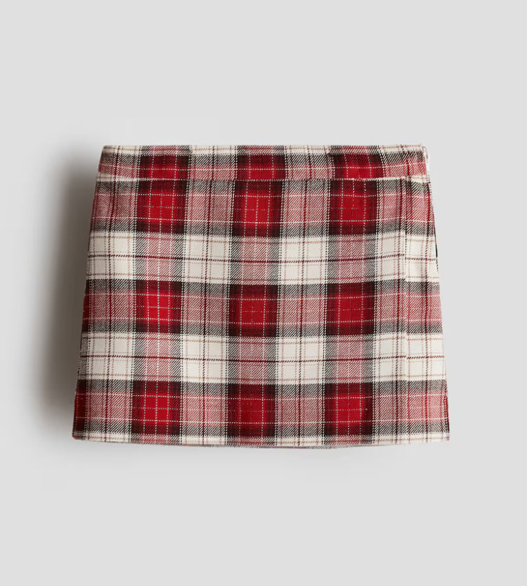Falda cuadros rojo niña H&M 1252937002