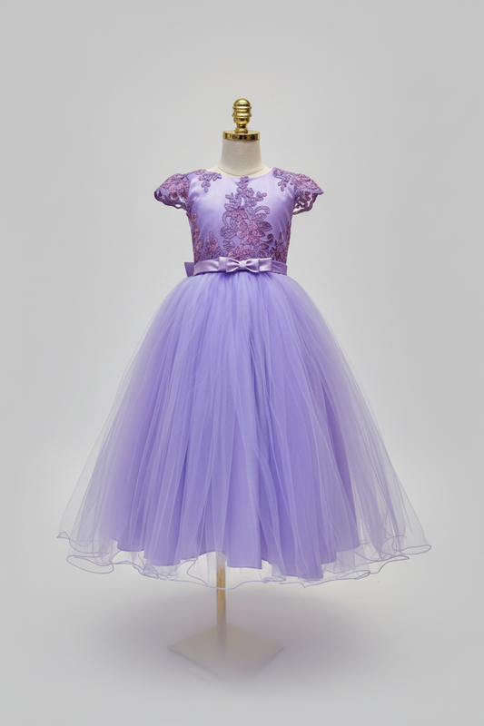 Vestido morado evento gala con manga Princesa Royal