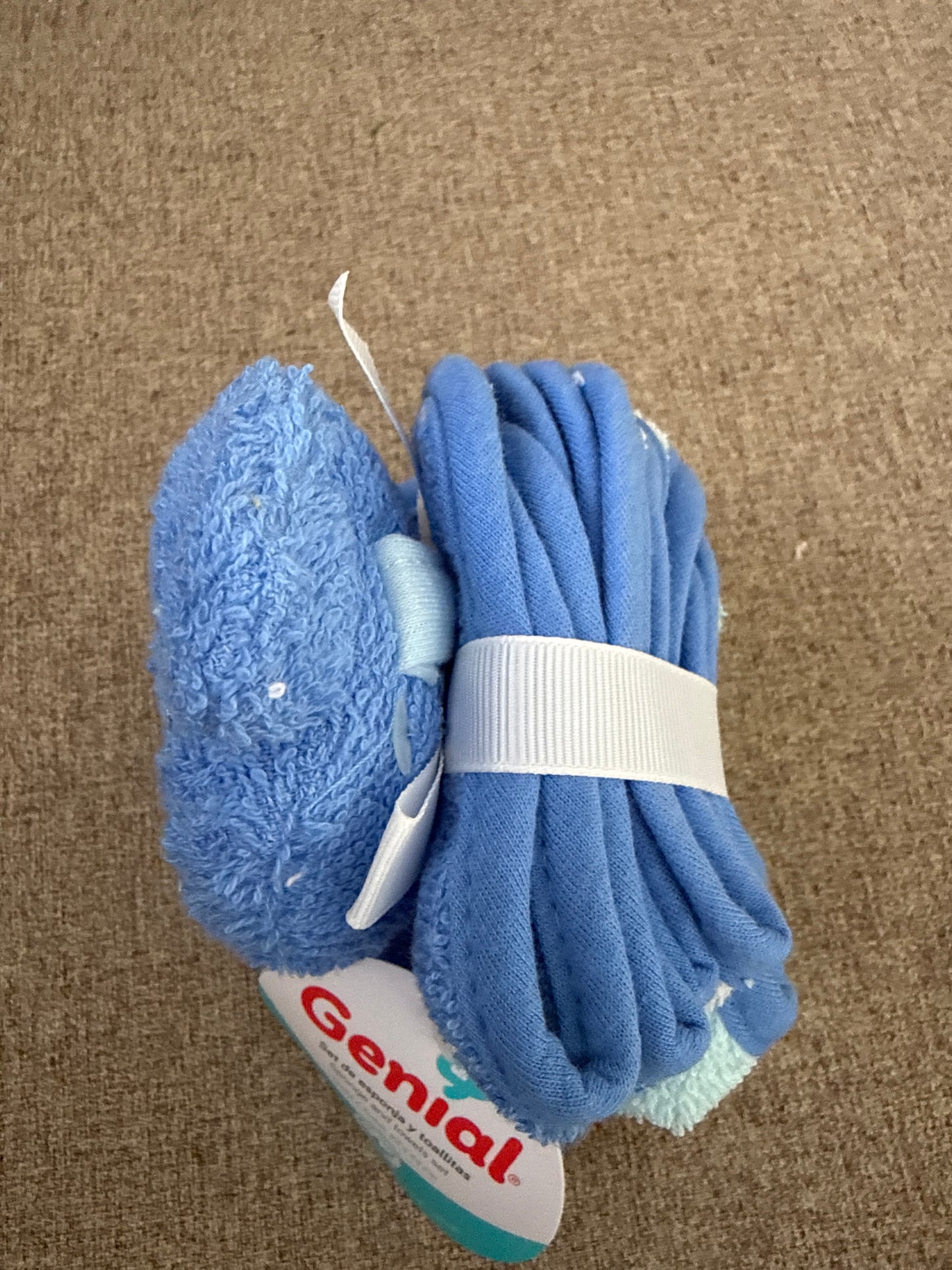 Set esponja toalla baño genial bebe niño