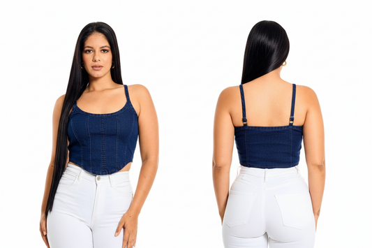 Camisa blusa dama azul jeans oscuro CVD1151-23 490335