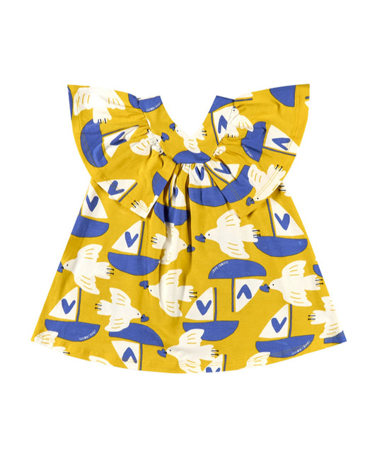 Vestido amarillo quimbybaby bebe niña 34131-AB2167 ave corazón