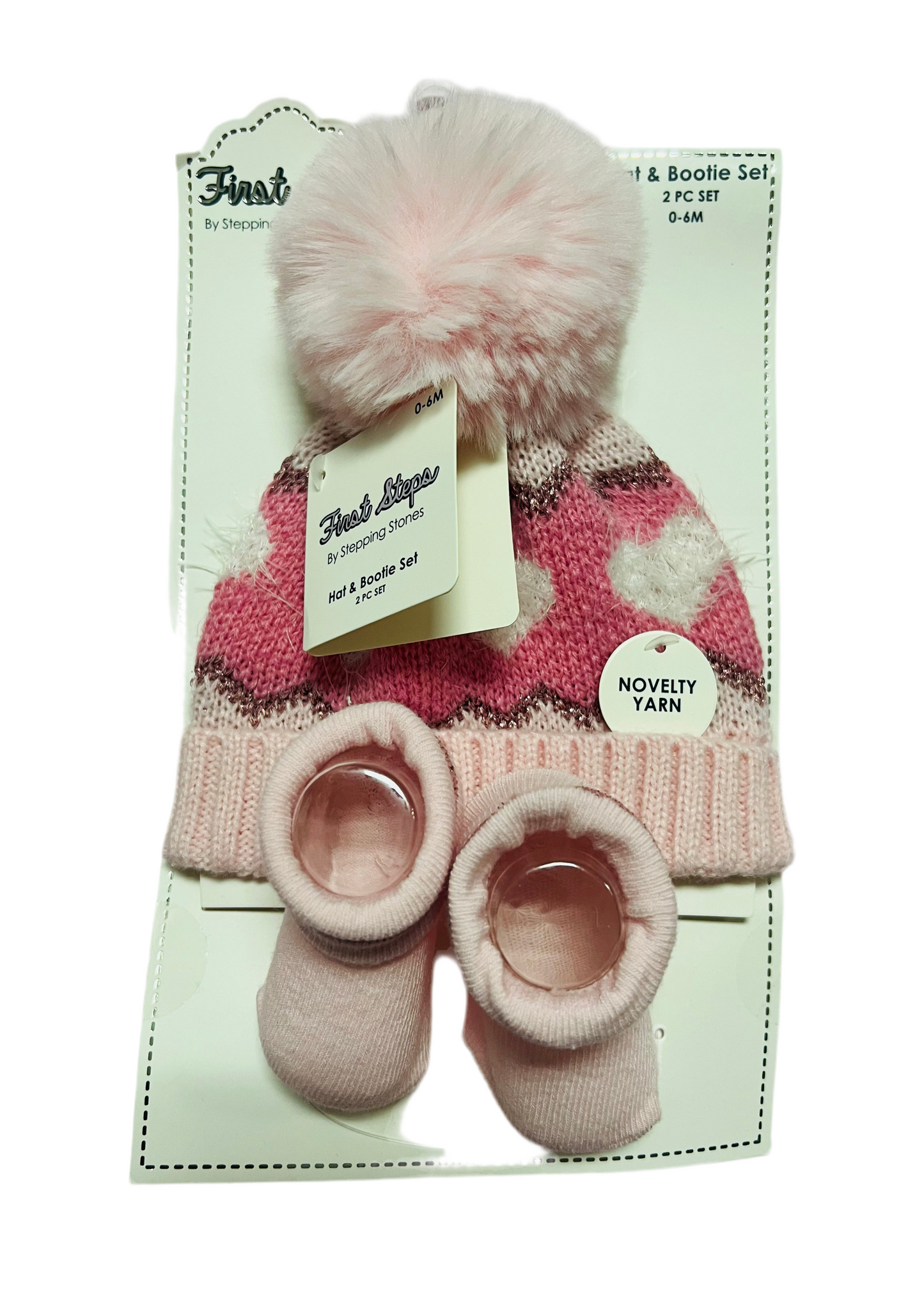 set 2 piezas Gorro y calcetines rosado niña