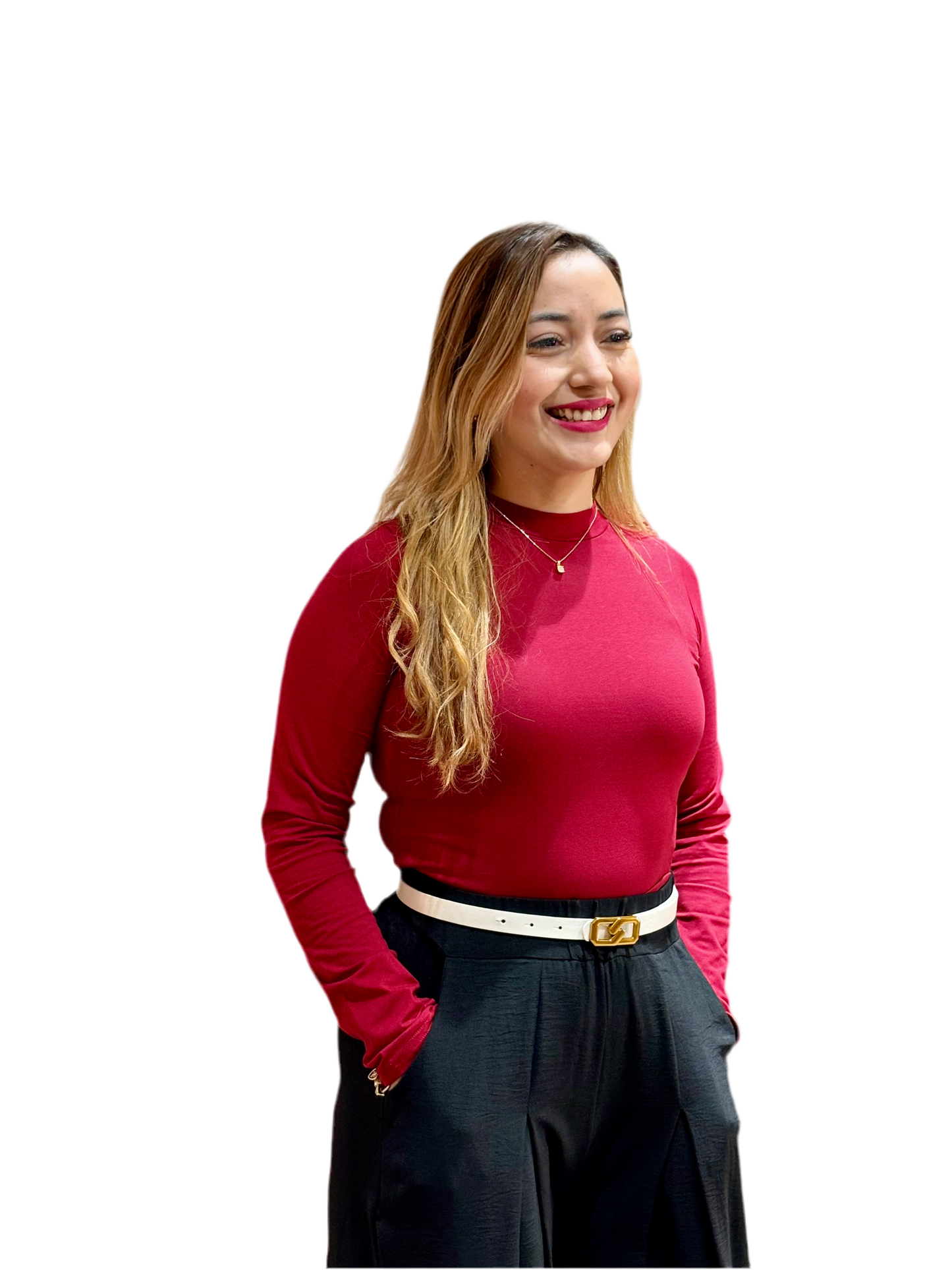 Camisa dama blusa manga larga rojo vino CTD1154-40 390290