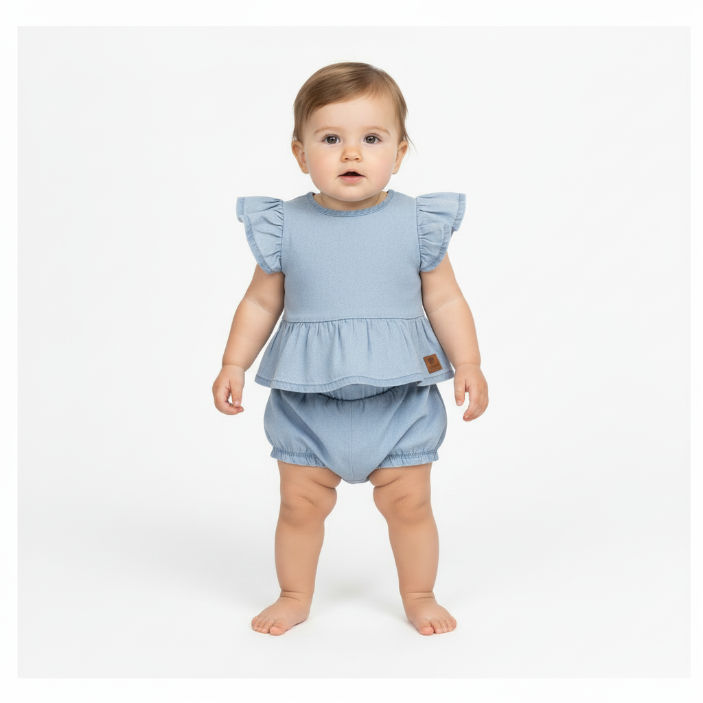 Set 2 piezas azul jeans bebe niña  quimby 30236-184025