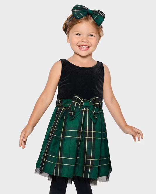 Vestido cuadros verde negro niña Childrens Place 96216304