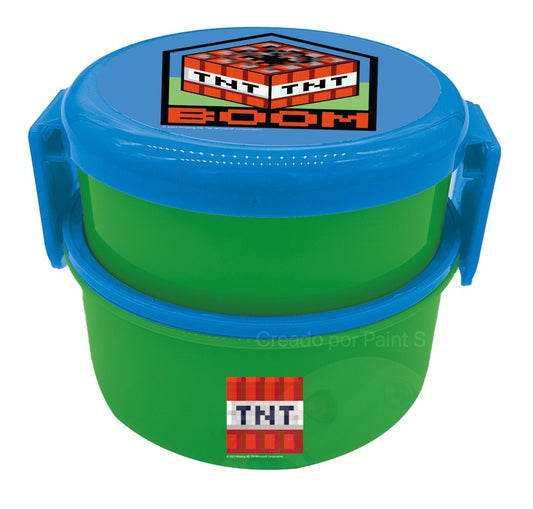 Contenedor para comida o Sándwichera con cubierto Minecraft FH-MT-TP02