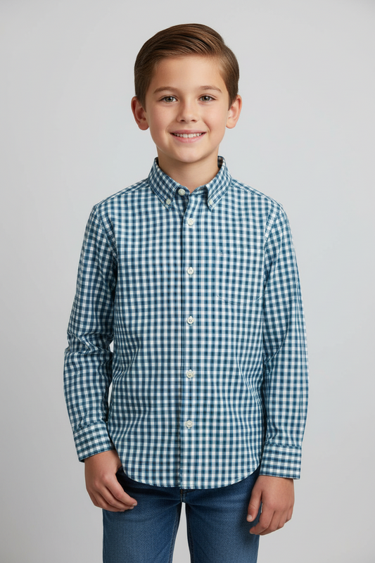 Camisa formal azul cuadros cat & jack  niño