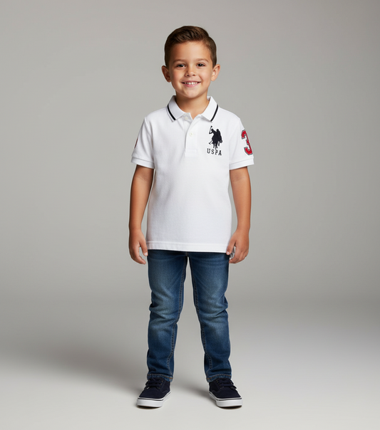 Camisa Polo blanca Niño manga 3