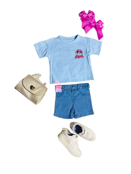 Set 2 piezas camisa azul celeste bebe niña minnie disney