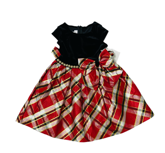 Vestido  negro cuadros rojos niña