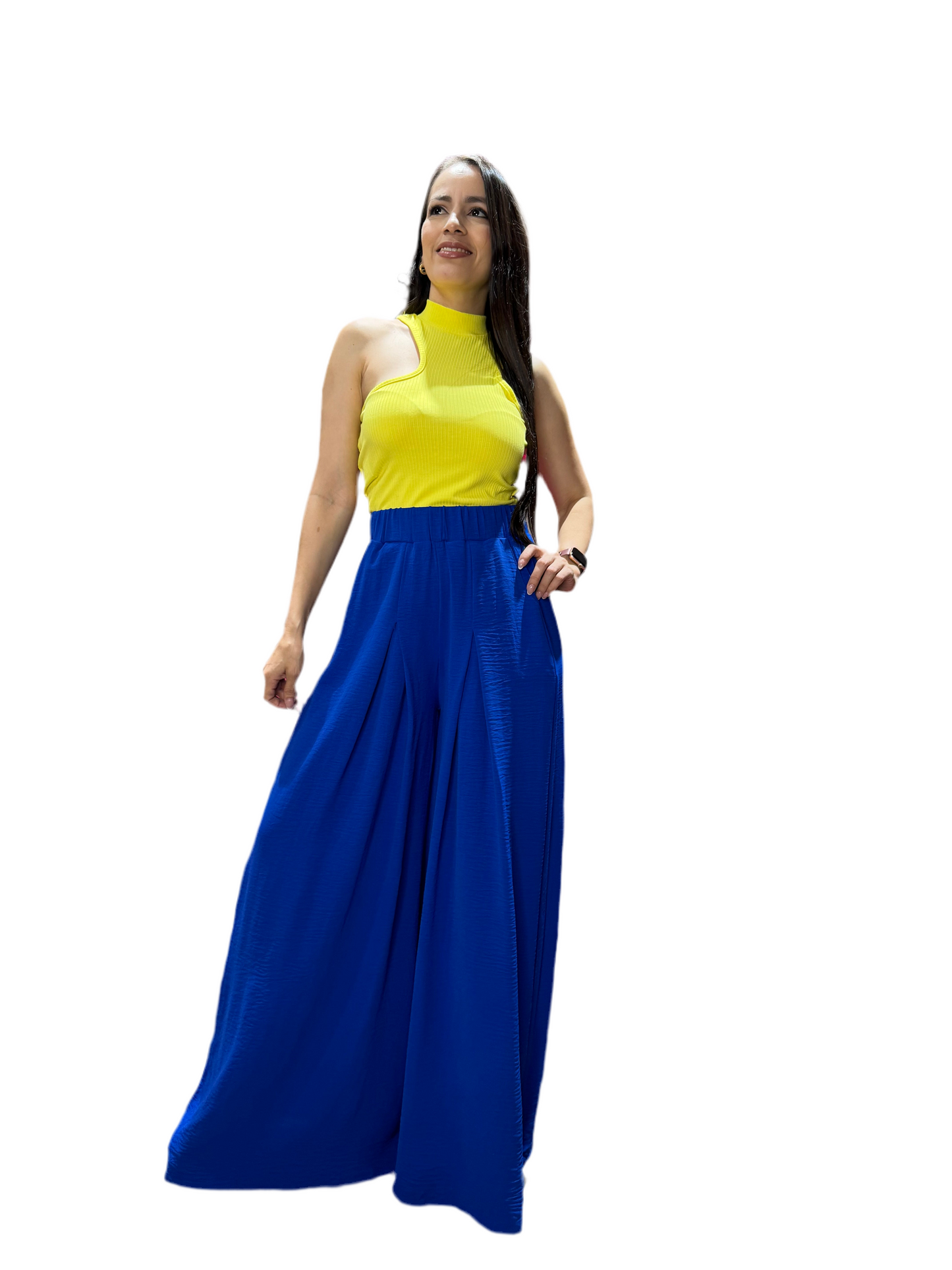 Pantalon dama  ancho wide leg mujer CPD1068-63 590395 Azul