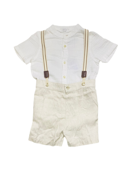Set conjunto 2 piezas formal camisa blanca short beige bebe niño Primark