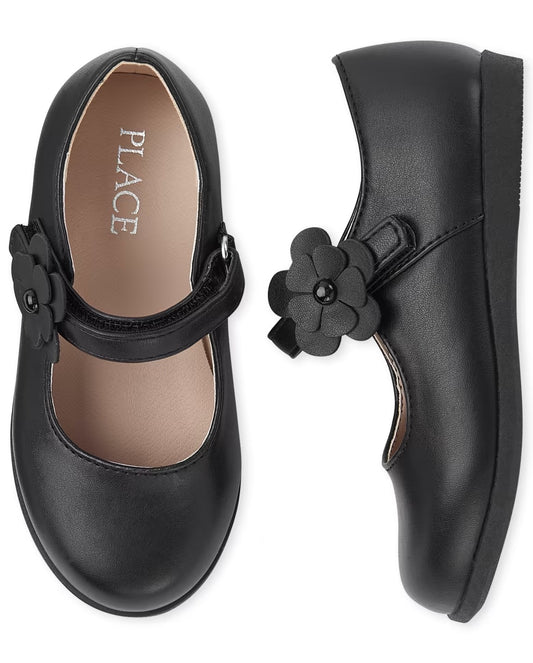 Zapatillas negras niña flor Childrens Place Zapatos negros escolar 3020981