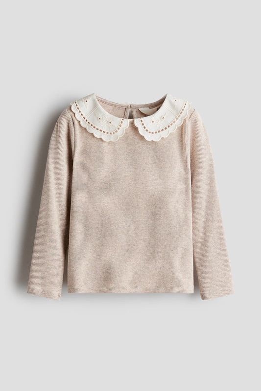 Camisa manga larga Coello español Peter pan beige niña H&M 1362268004