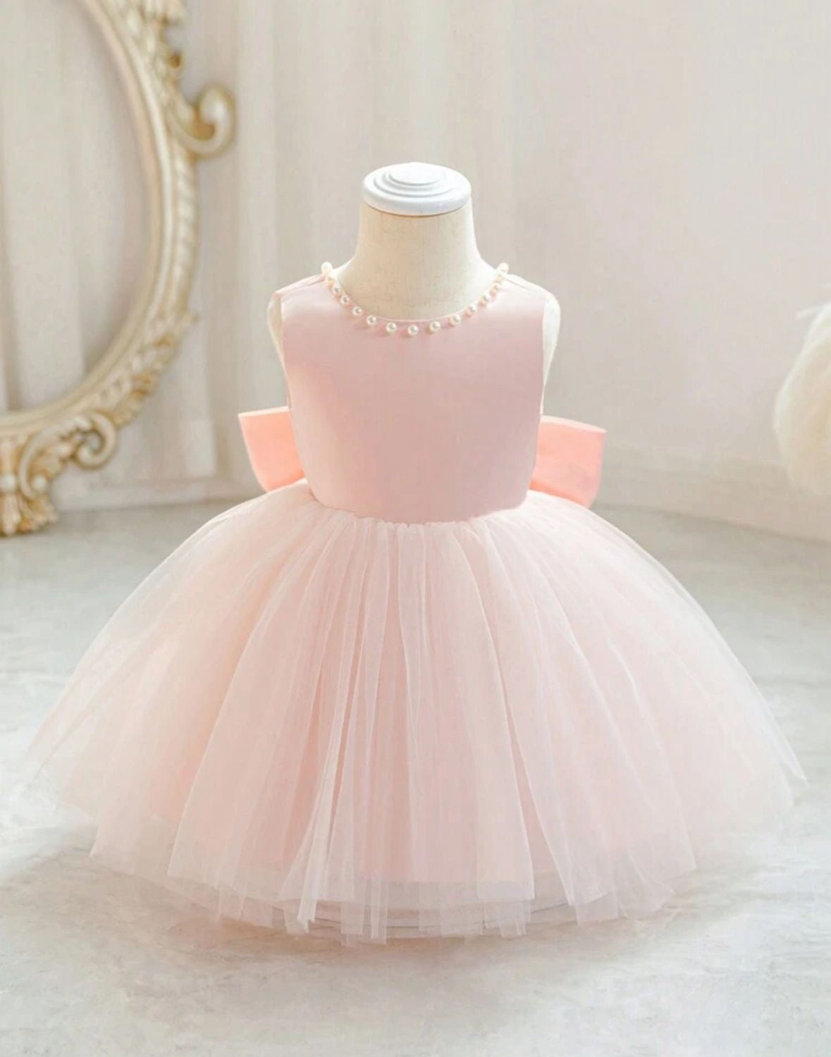 Vestido rosado evento gala bebe niña