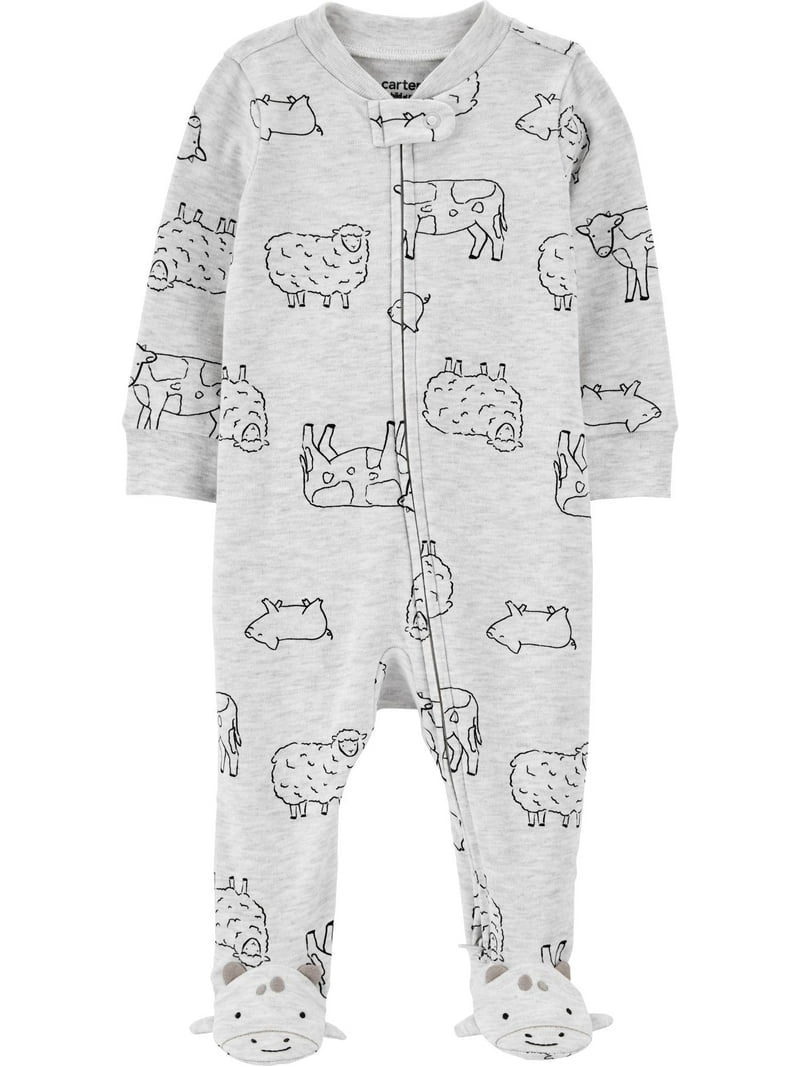 Pijama Mameluco bebe niño animales Carters gris salida hospital