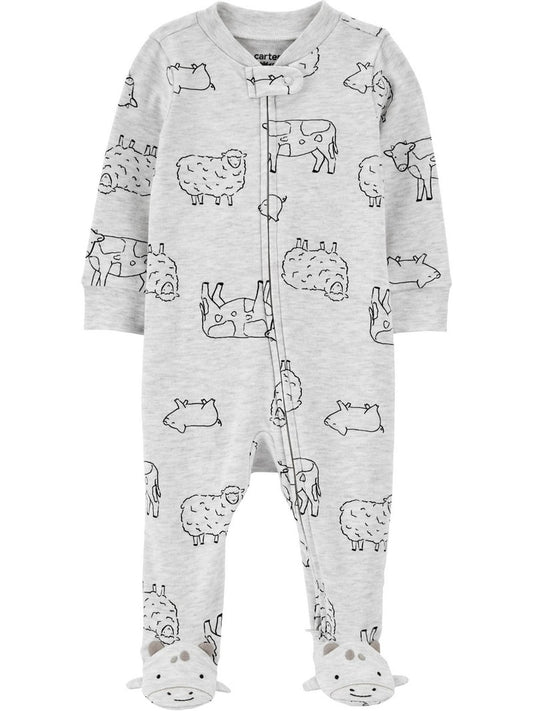 Pijama Mameluco bebe niño animales Carters gris salida hospital