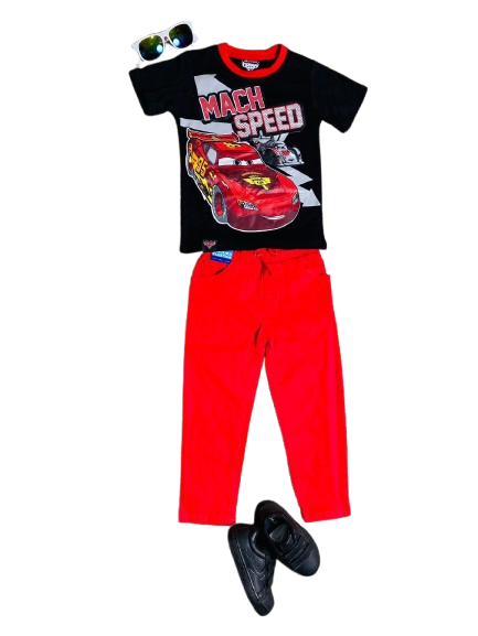 Set 2 piezas Cars pantalón rojo niño