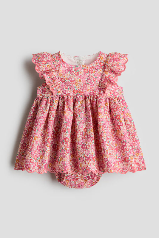 Vestido rosado flores bebe niña H&M 1218179019004