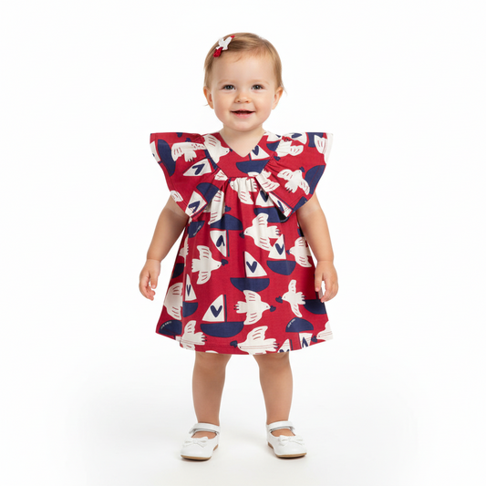Vestido bebe niña rojo quimby  34131-AB2168 ave corazón promo 3x1000