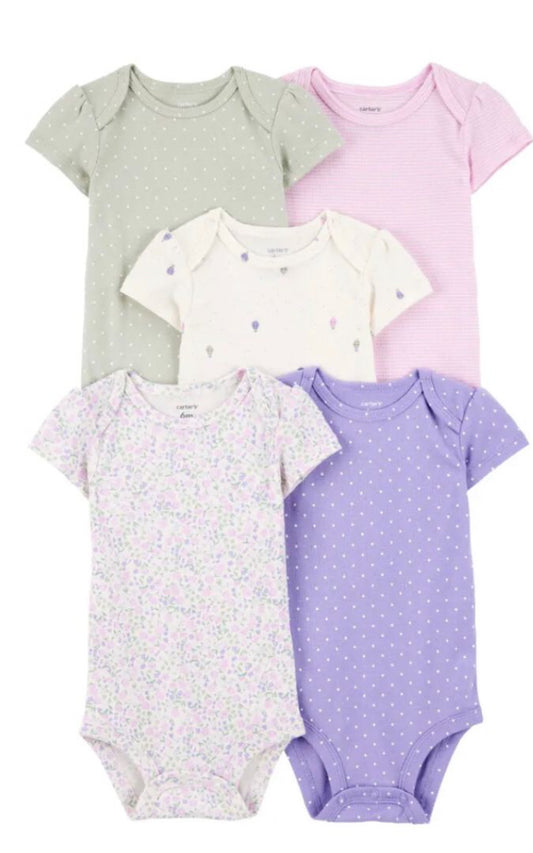 Set 5 piezas mamelucos carters bebe niña