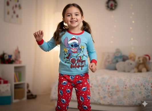Pijama niña azul celeste roja navidad navideño Stitch D3-STI-100D 590490
