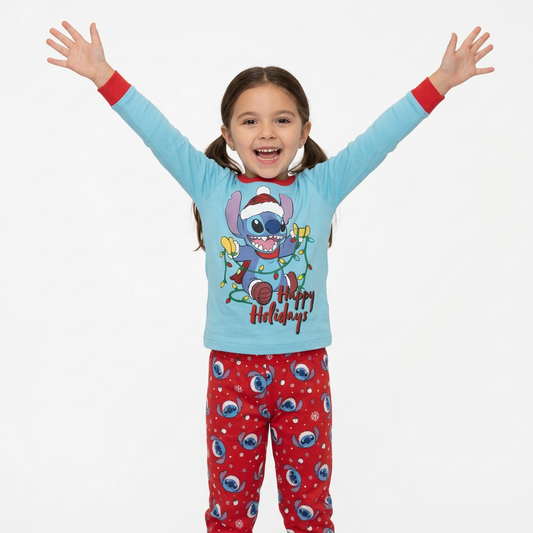 Pijama niña azul celeste roja navidad navideño Stitch D3-STI-100D 590490