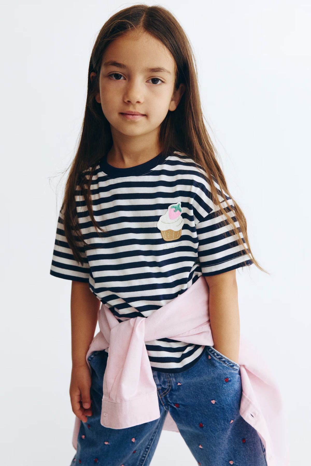 Camisa rayas blanca azul niña H&M 1353057008