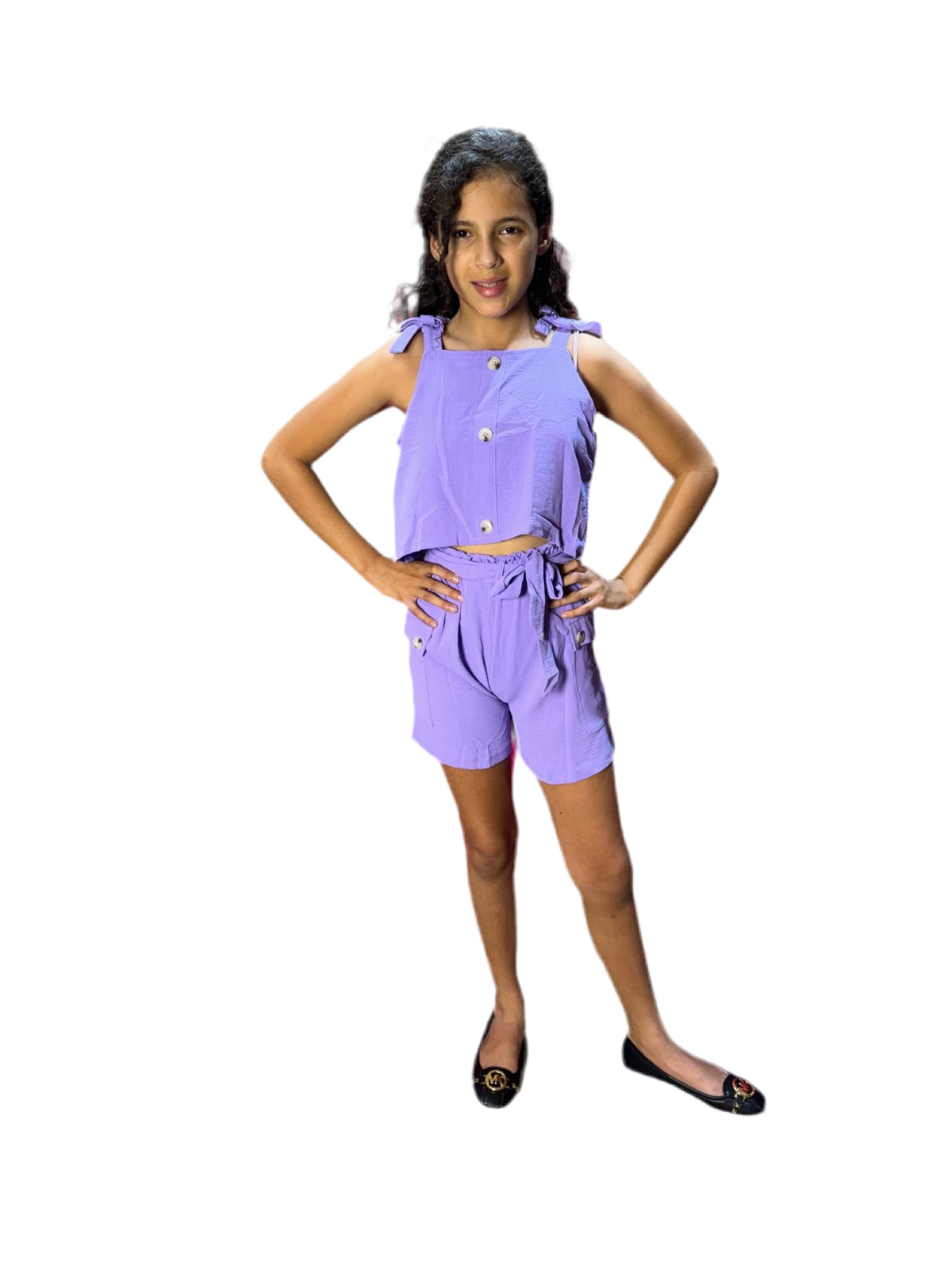 Set 2 piezas niña morado short camisa Chic mi CSG1208-4