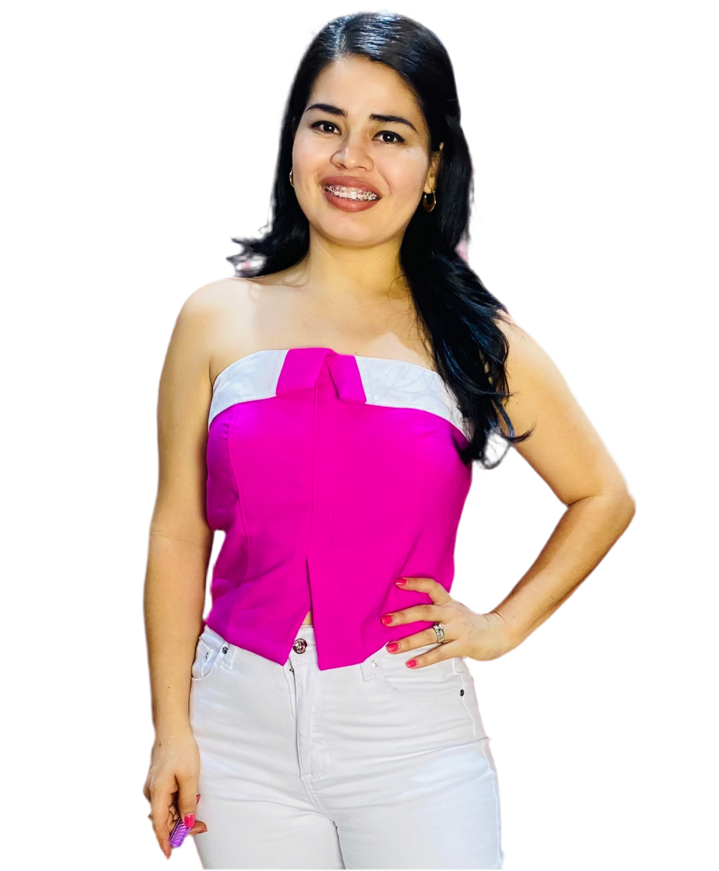Camisa top tubo mujer dama Fucsia CTD1187-18 390290 promo 4x1000