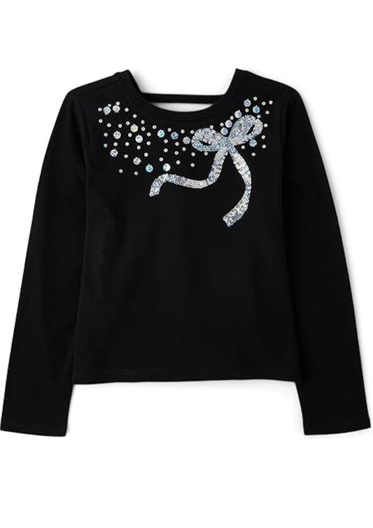 Camisa niña manga larga negra Childrens place