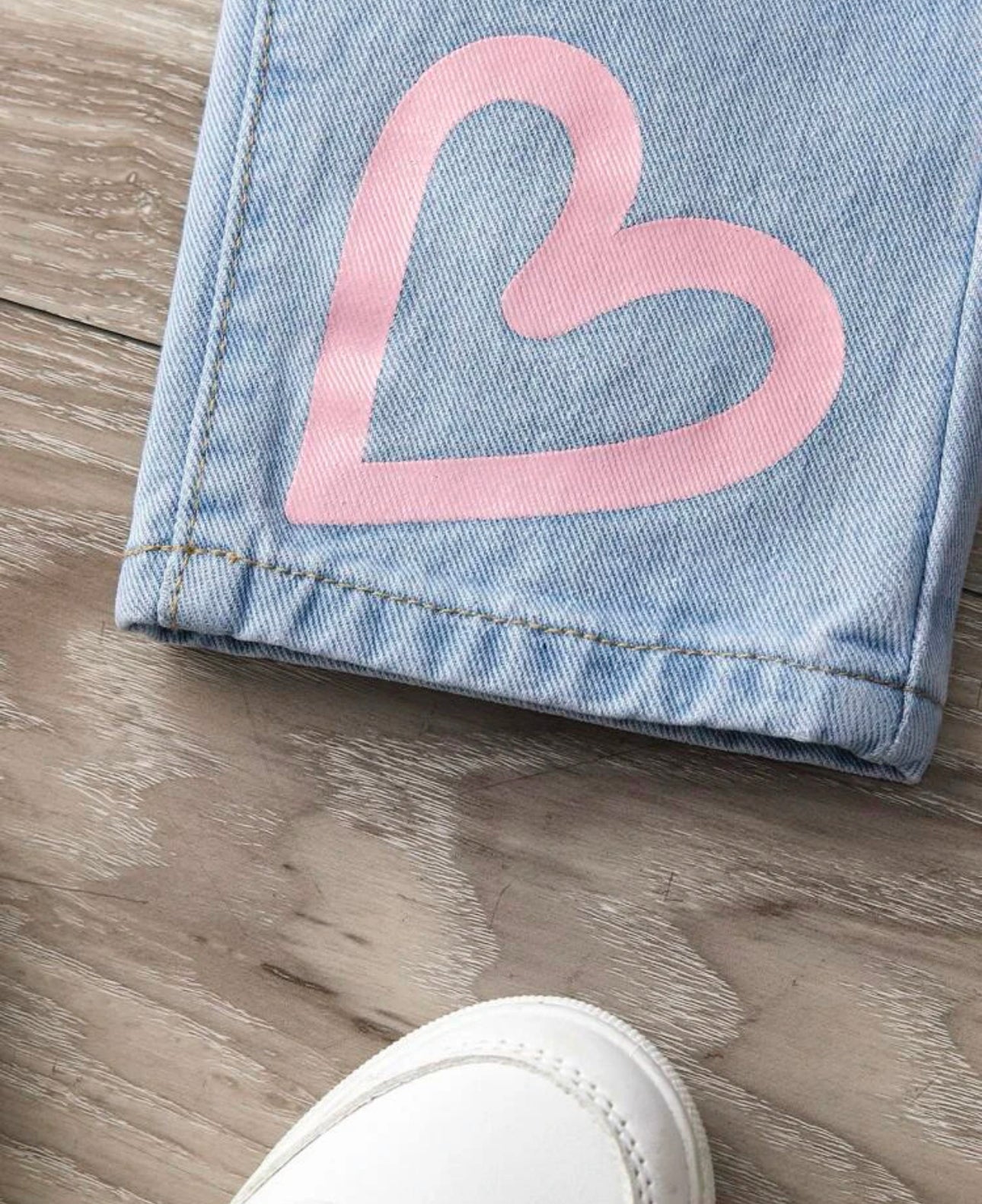 pantalon Jeans azul corazones niña
