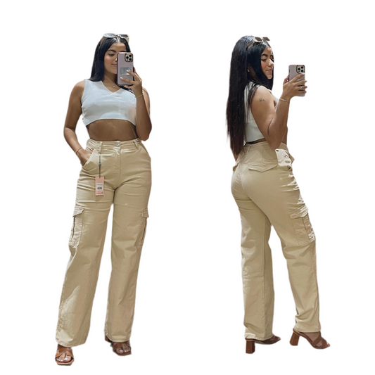 Jeans pantalon cargo dama CPD1204-4 beige 590/465