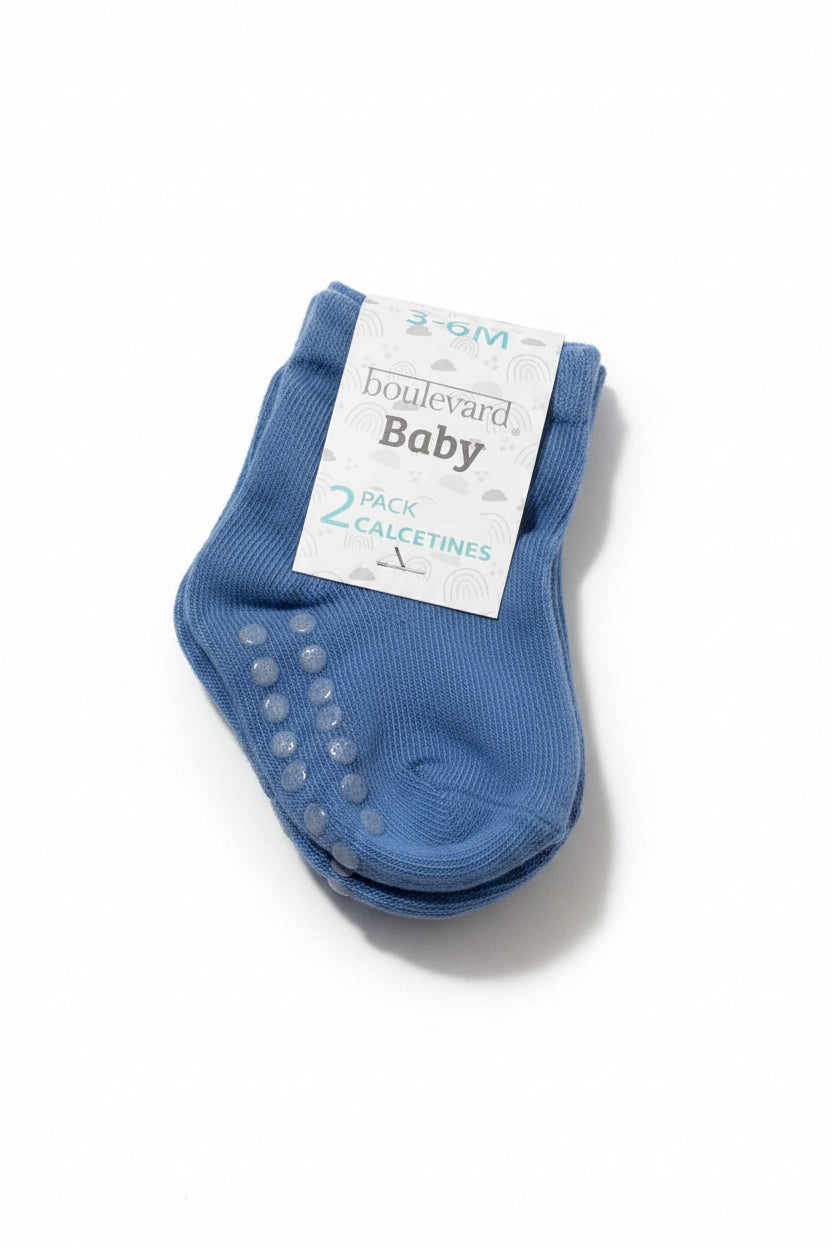 Set 2 calcetines azules blancos bebe niño boulevard baby