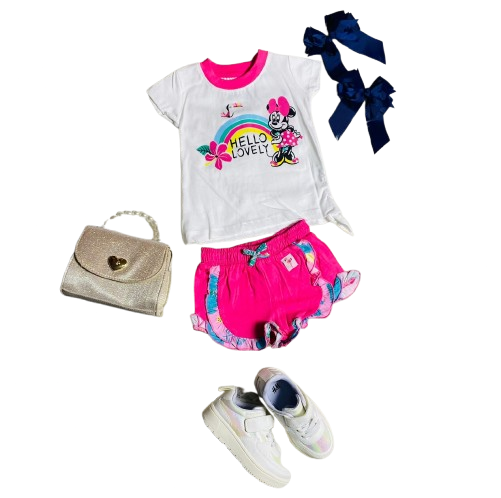 Set 2 piezas camisa blanca bebe niña minnie disney