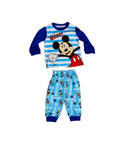 Set 2 piezas pijama Mickey camisa azul celeste niño