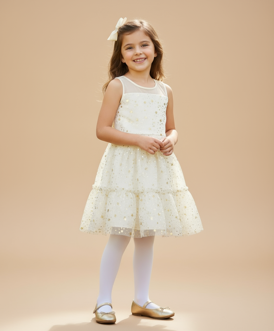 Vestido blanco dorado estrellas niña the Children’s place