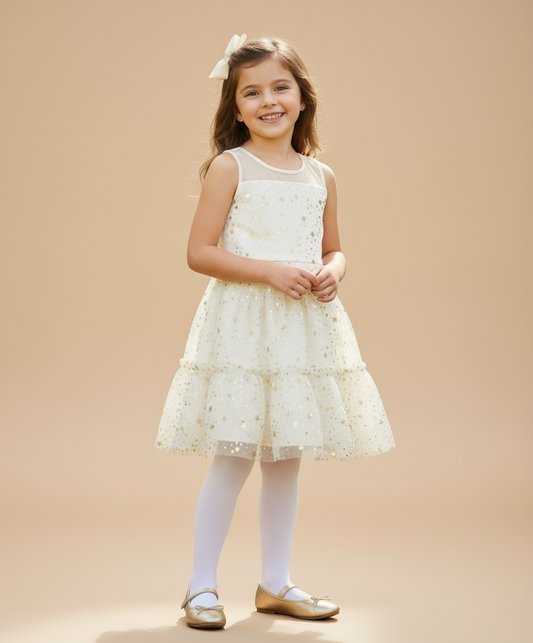 Vestido blanco dorado estrellas niña the Children’s place