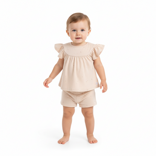 Set 2 piezas bebe niña beige quimby 34140-GLI015