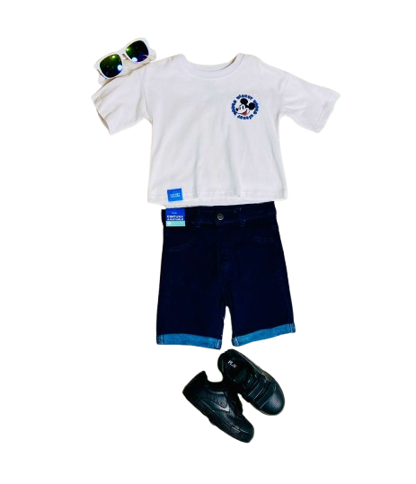 Set 2 piezas Mickey camisa blanca bebe niño