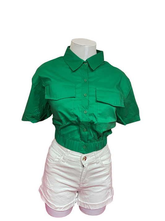 Camisa blusa dama coello bolsas Verde Z1-1377-A 490399 promo 3x1000