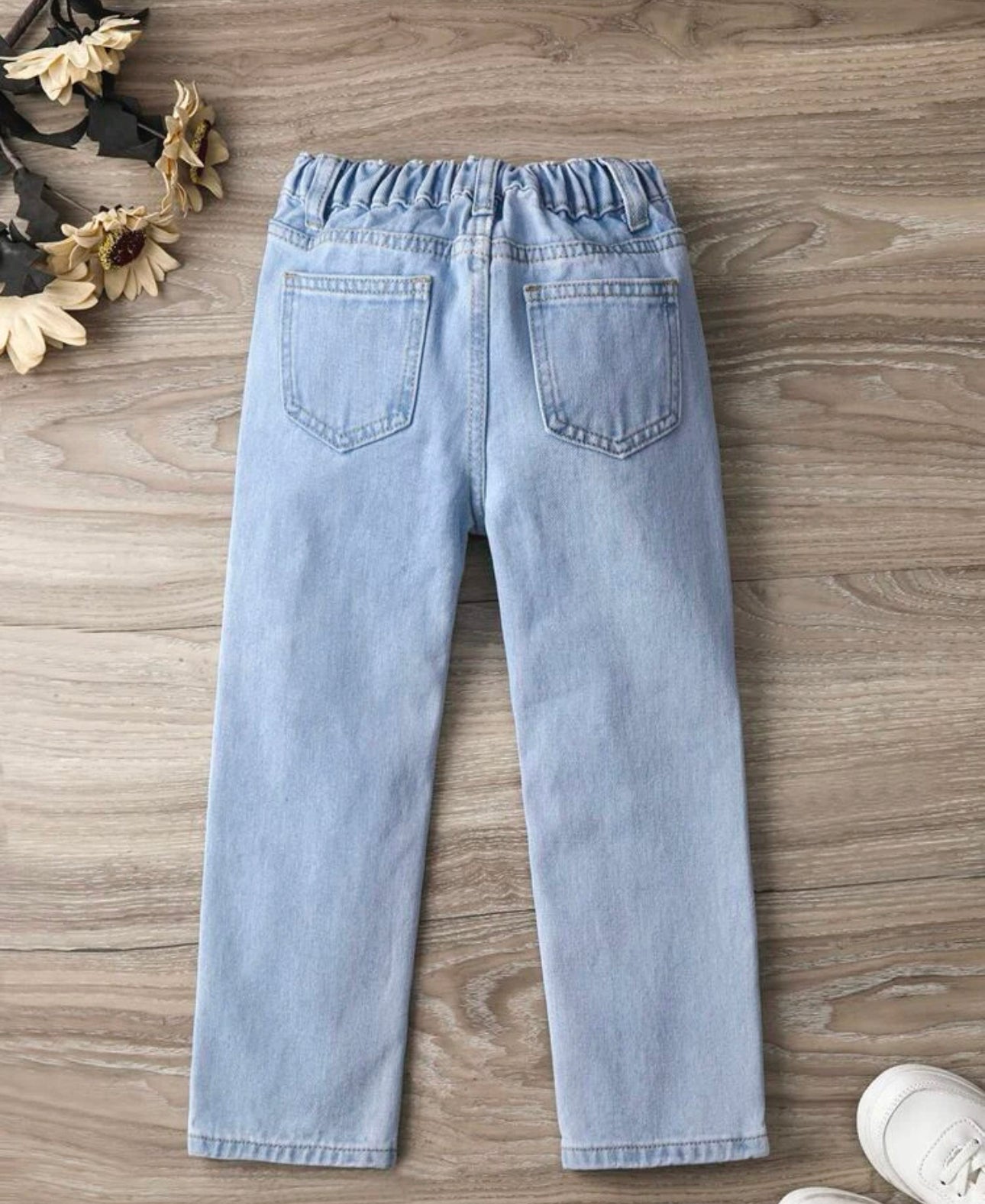 pantalon Jeans azul corazones niña