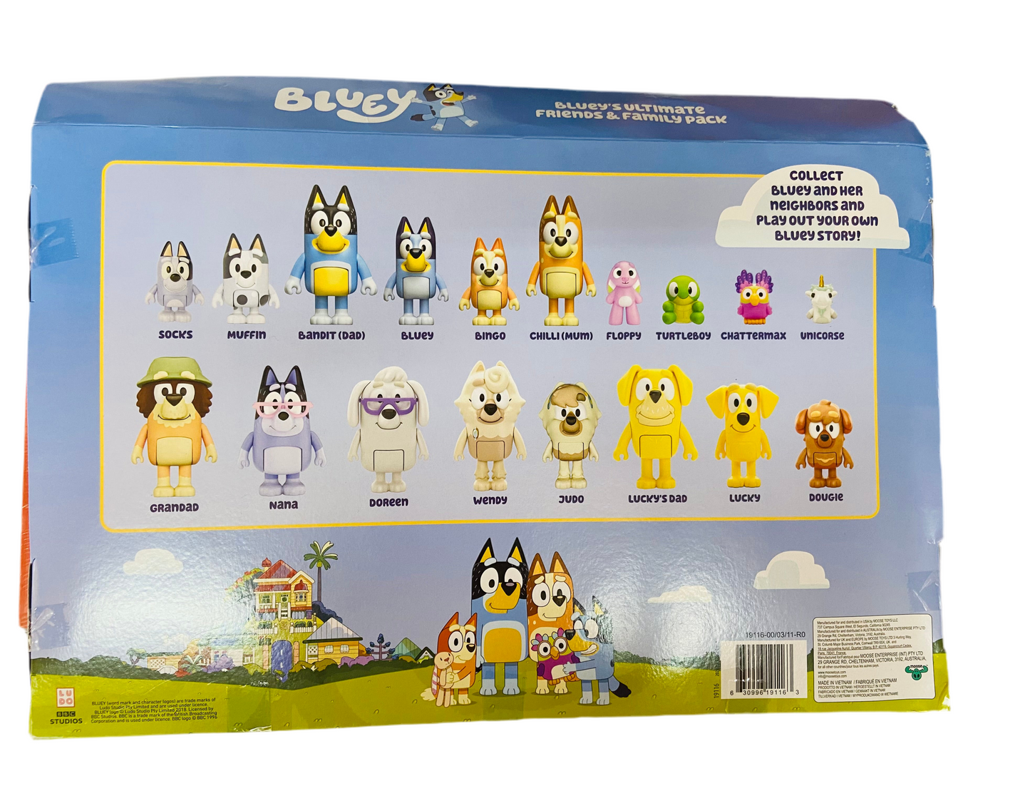 Bluey juguete figuras colección familia y amigos