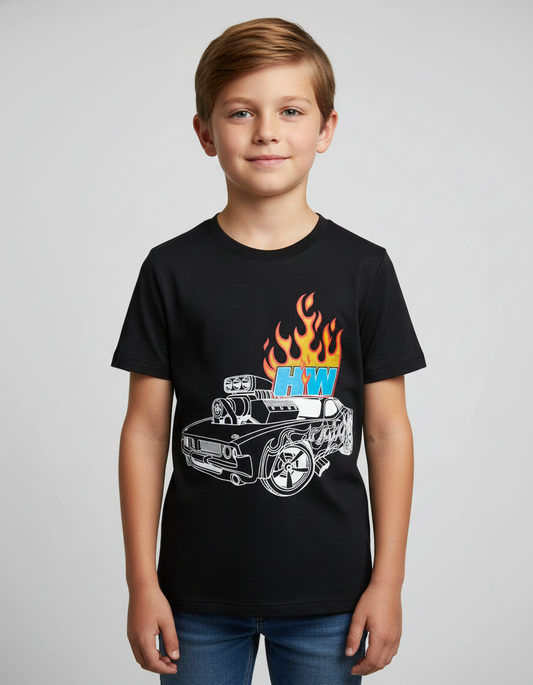 Camisa negra niño fuego Hotwheels HW-91390