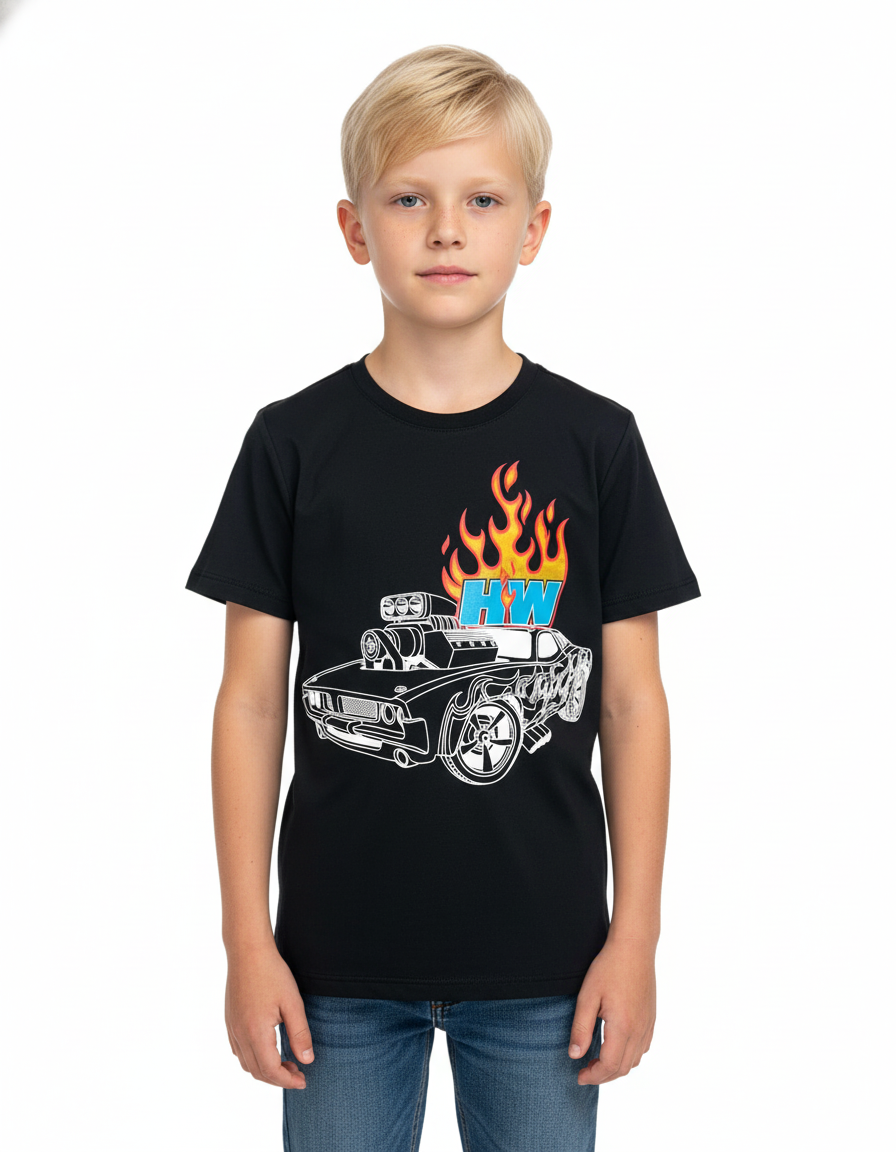 Camisa negra niño fuego Hotwheels HW-91390