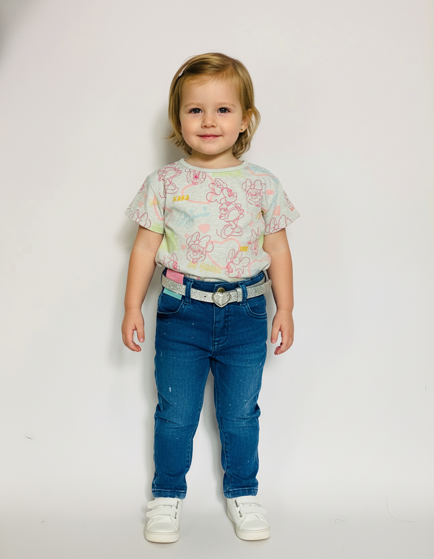 Set conjunto 2 piezas bebe niña Minnie camisa gris pantalón azul oscuro D9-MI-1324B promo 2x1000